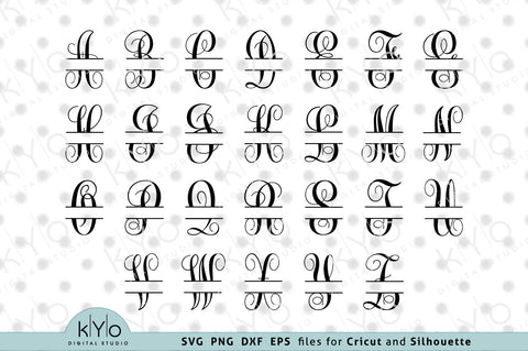Split Monogram Font Bundle SVG files for Cricut and Silhouette - So Fontsy