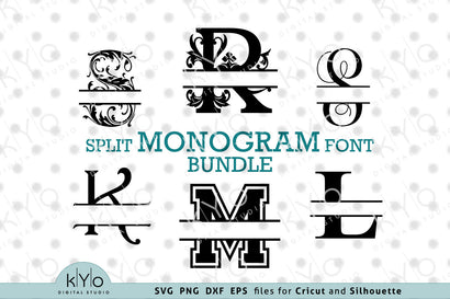 Split Monogram font bundle SVG files for Cricut and Silhouette SVG kYo Digital Studio 