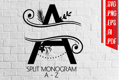 Split Monogram Letter A-Z Svg, Eps, Png, Ai SVG zafrans studio 