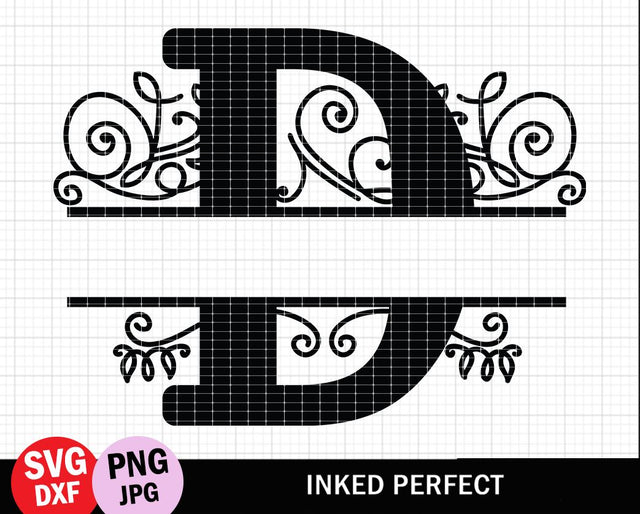 Split Monogram Letter D SVG Inked Perfect 