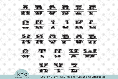 Split Monogram Letters and Sport Numbers SVG PNG DXF EPS Files SVG kYo Digital Studio 