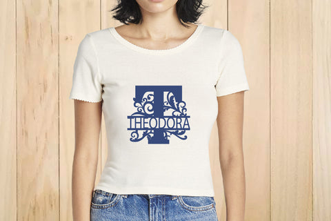 Split Monogram Letters SVG, Floral Split Monogram Frame Svg SVG Yuliya 