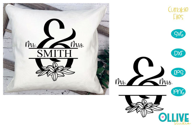 Split Monogram Mr & Mrs SVG SVG Ollive Studio 