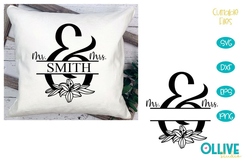 Split Monogram Mr & Mrs SVG SVG Ollive Studio 