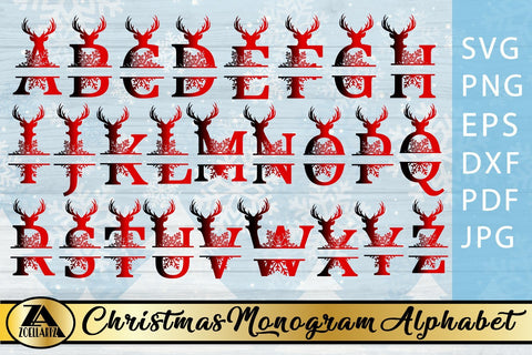 Split Monogram SVG Bundle Christmas Monogram Alphabet SVG Cut Files SVG zoellartz 
