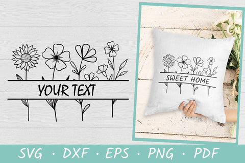 Split monogram SVG | Flower border SVG | Wildflower SVG SVG Irina Ostapenko 