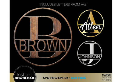 Split Monogram SVG, Monogram Letter SVG, Monogram SVG Files, Monogram, Monograms SVG March Design Studio 