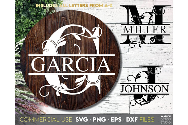 Split Monogram SVG, Monogram Letter SVG, Monogram SVG Files SVG March Design Studio 