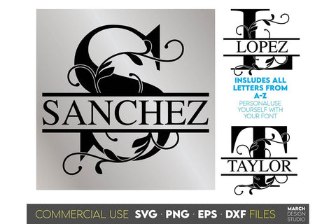 Split Monogram SVG, Monogram Letter SVG, Monogram SVG Files SVG March Design Studio 