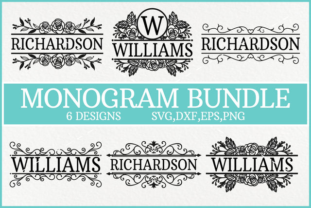 Split Monogram Svg, Monogram Svg, Floral Monogram Svg Bundle SVG Pinoyart Kreatib 