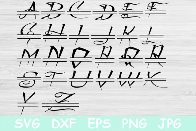 Split Monogram Svg, Split Letter Svg. Divided Script Digital Wedding Stencil Design. Cricut and Silhouette Initial Cutting File Template. SVG TiffsCraftyCreations 