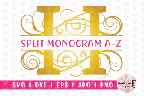 Split Monogram Swirls - Svg EPS DXF PNG File SVG CoralCutsSVG 