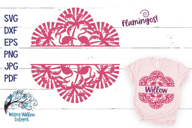 Split Palm Tree and Flamingo Mandala SVG SVG Wispy Willow Designs 