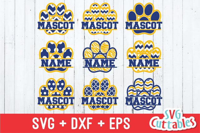 Split Patterned Paw Prints SVG Svg Cuttables 