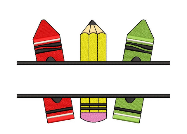 Split Pencils Embroidery Design, Crayons Embroidery File, Back to School Embroidery Design, 3 sizes, Instant Download Embroidery/Applique DESIGNS Nino Nadaraia 