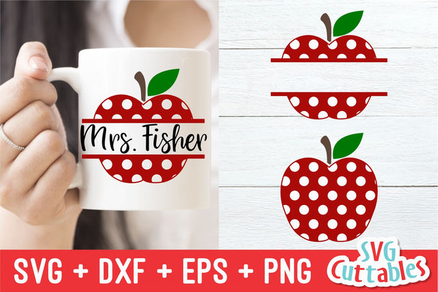Split Polka Dot Apple SVG Svg Cuttables 