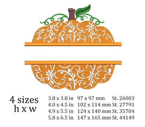 Split pumpkin embroidery design Embroidery/Applique DESIGNS ArtEMByNatalia 