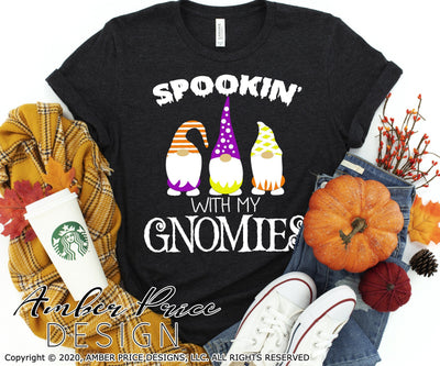 Spookin with my gnomies SVG | Halloween Gnomes SVG PNG DXF | for Kids & Adults SVG Amber Price Design 
