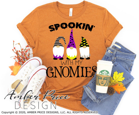 Spookin with my gnomies SVG | Halloween Gnomes SVG PNG DXF | for Kids & Adults SVG Amber Price Design 
