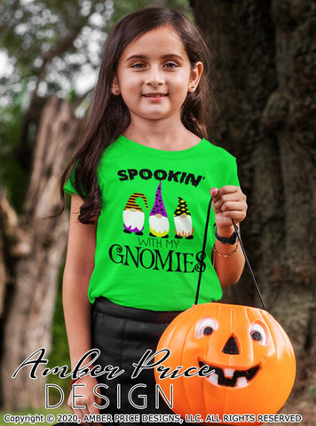Spookin with my gnomies SVG | Halloween Gnomes SVG PNG DXF | for Kids & Adults SVG Amber Price Design 