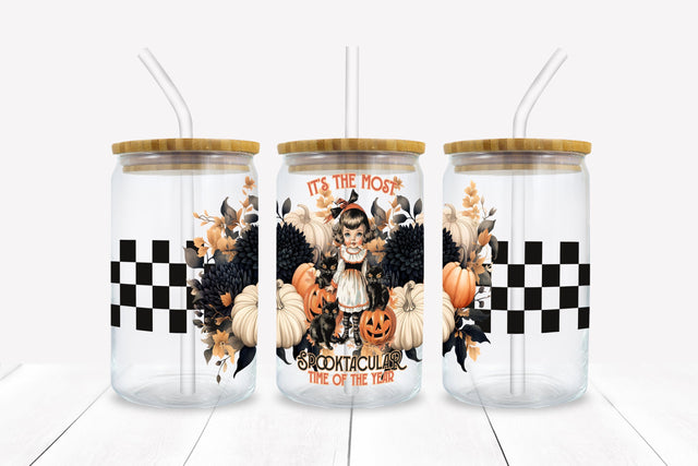 Spooktacular Halloween 16 oz Glass Can Sublimation Wrap Sublimation BijouBay 