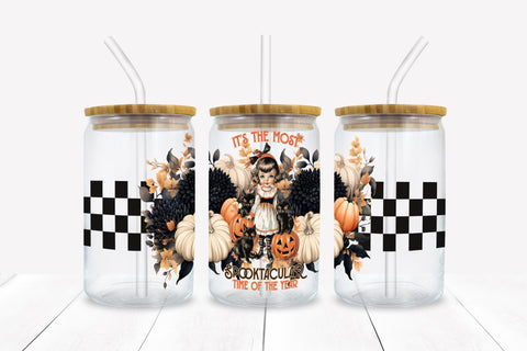 Spooktacular Halloween 16 oz Glass Can Sublimation Wrap Sublimation BijouBay 