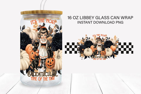Spooktacular Halloween 16 oz Glass Can Sublimation Wrap Sublimation BijouBay 