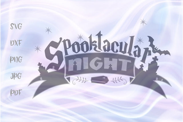 Spooktacular Night Happy Halloween Party Sign SVG, PNG, DXF, PDF, JPG SVG Digitals by Hanna 