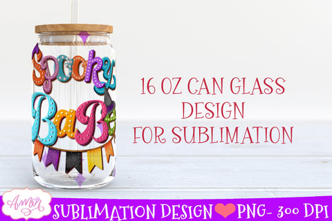 Spooky babe glass can wrap for sublimation | Halloween PNG Sublimation Amorclipart 
