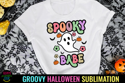 Spooky Babe Groovy Halloween Sublimation I Retro Halloween Sublimation Happy Printables Club 