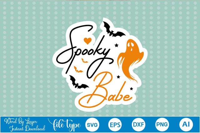 Spooky Babe Sticker SVG SVGs,Quotes and Sayings,Food & Drink,On Sale, Print & Cut SVG DesignPlante 503 