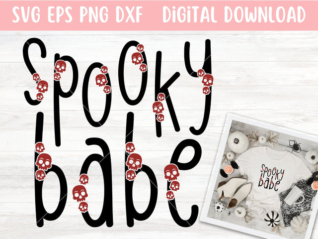 Spooky Babe SVG File for Cricut or Silhouette, Halloween Sublimation PNG, Skulls SVG Digital Download Commercial Use SVG Apple Grove Designs 