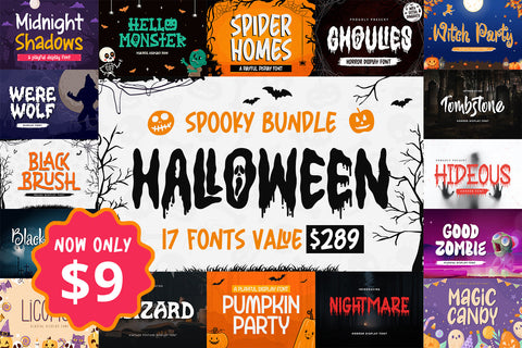 Spooky Bundle | 17 Halloween Fonts Font Alpaprana Studio 