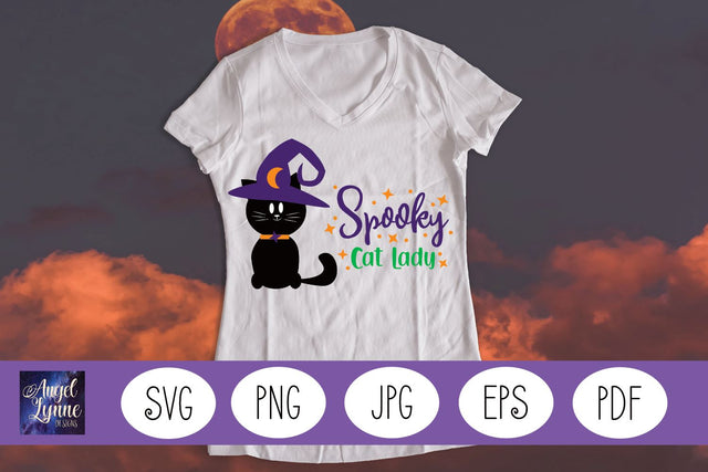 Spooky Cat Lady | Halloween Quote SVG | Halloween Quotes SVG Angel Lynne Designs 