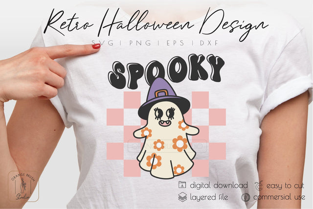 Spooky Ghost Retro Halloween Shirt Design Boo Ghost SVG SVG OrangeBrushStudio 