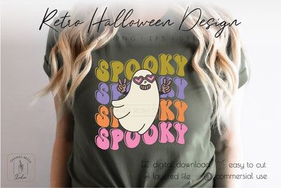 Spooky Ghost SVG Design Retro Halloween Shirt SVG OrangeBrushStudio 