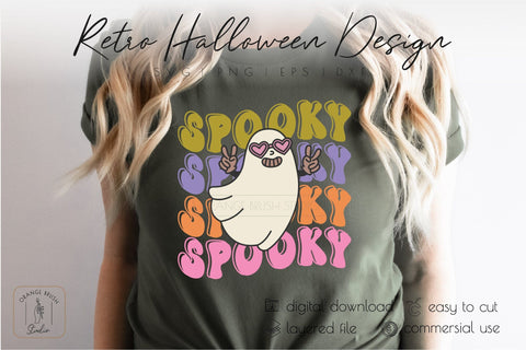 Spooky Ghost SVG Design Retro Halloween Shirt SVG OrangeBrushStudio 