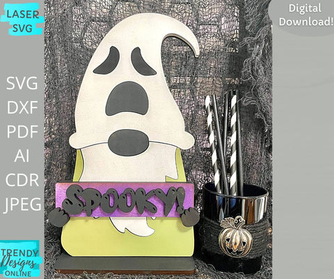 Spooky Gnome Shelf sitter Laser cut svg, Halloween Shelf sitter Glowforge svg SVG Trendy Designs Online 