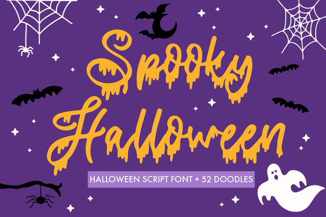 Spooky Halloween- A Dripping Script Font With Bonus Doodles Font Freeling Design House 