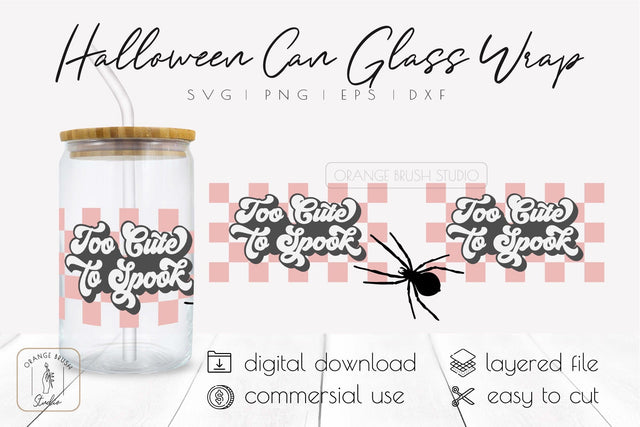 Spooky Halloween Can Glass Wrap For Libbey Beer Glass SVG SVG OrangeBrushStudio 