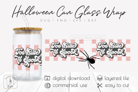 Spooky Halloween Can Glass Wrap For Libbey Beer Glass SVG SVG OrangeBrushStudio 