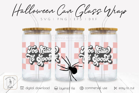 Spooky Halloween Can Glass Wrap For Libbey Beer Glass SVG SVG OrangeBrushStudio 
