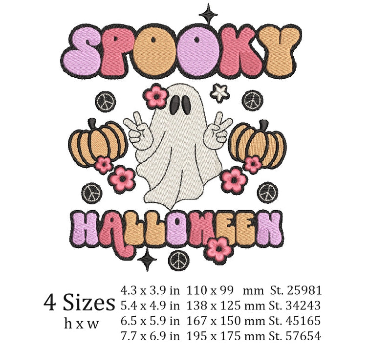 Spooky Halloween embroidery design, Halloween embroidery, 4 sizes, ins ...