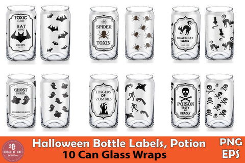 Spooky Halloween Glass Can Wrap Bundle V2 Sublimation jacpot007 