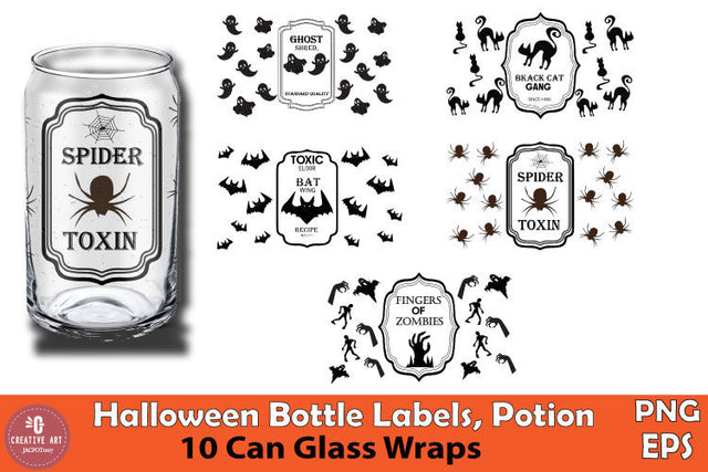 Spooky Halloween Glass Can Wrap Bundle V2 Sublimation jacpot007 