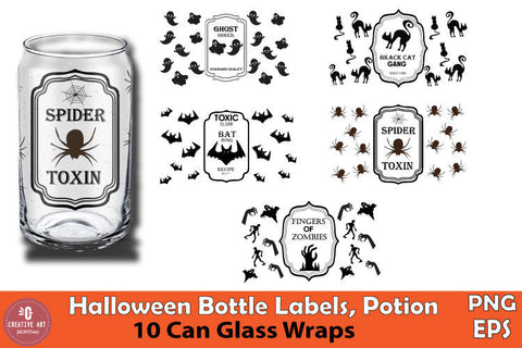 Spooky Halloween Glass Can Wrap Bundle V2 Sublimation jacpot007 