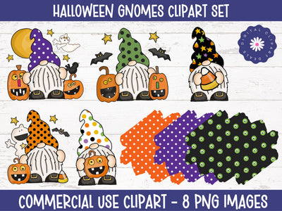 Spooky Halloween Gnomes Clipart Set - DIY Crafts, Sublimation, Printables & More Sublimation Digital Clipart Deals 
