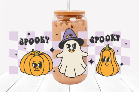 Spooky Halloween Libbey Glass Wrap Design Beer Can Glass Svg SVG OrangeBrushStudio 