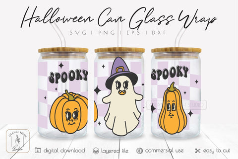 Spooky Halloween Libbey Glass Wrap Design Beer Can Glass Svg SVG OrangeBrushStudio 