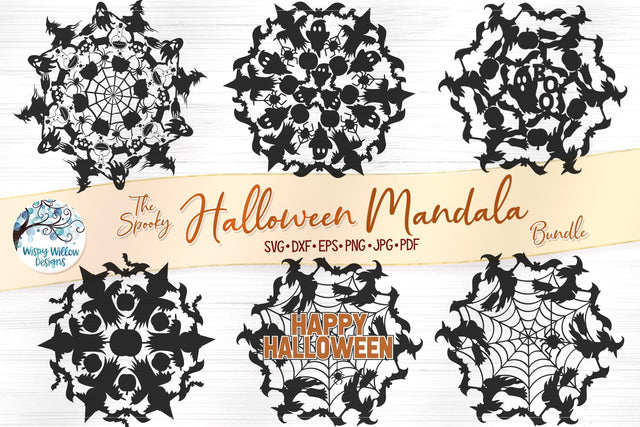 Spooky Halloween Mandala SVG Bundle SVG Wispy Willow Designs 